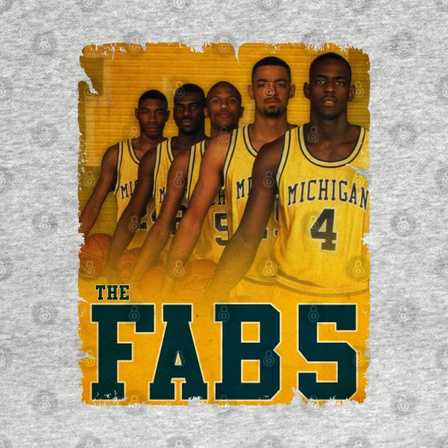 Fab Five - Vintage Design Of Basketball by JULIAN AKBAR PROJECT